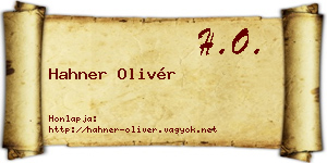 Hahner Olivér névjegykártya