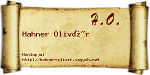 Hahner Olivér névjegykártya